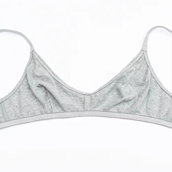 Soutien-gorge en coton pour femmes, sans fil, sans doublure, simple, sportif, quotidien, doux, confortable, respirant, pour femme, gris
