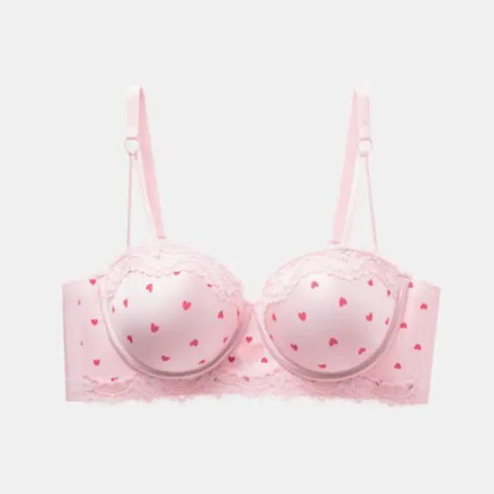 Ensemble soutien-gorge push-up en dentelle Sweet Girl Heart pour petites poitrines, avec maintien latéral anti-affaissement, rembourré, lingerie, taille 32-38