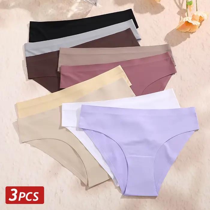 3-dielne bezšvové hodvábne nohavičky pre ženy Sexy nízky pás slipy pre