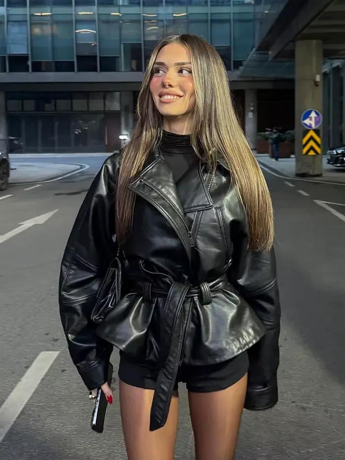 Veste HH vintage style moto élégante pour femme automne hiver occassions sportives et mode