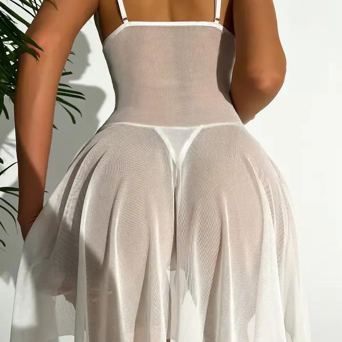 Ensemble de lingerie sexy bleu sans entrejambe pour femme, comprenant un soutien-gorge ajouré en dentelle, un costume érotique, une robe teddy babydoll, un soutien-gorge ouvert à décolleté plongeant e