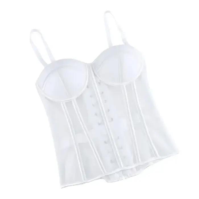Corset surbuste avec soutien-gorge Korset femme bustier bustier sans bretelles haut maille femmes Lingerie noir blanc Lingerie Sexy