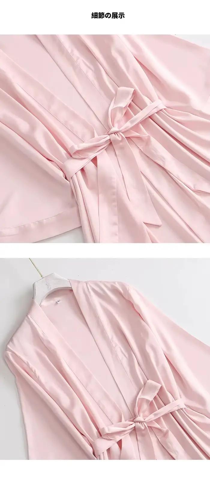Robe de mariée blanche pour femme, peignoir de matin à manches 3/4, chemise de nuit ample, kimono en satin de soie, lingerie