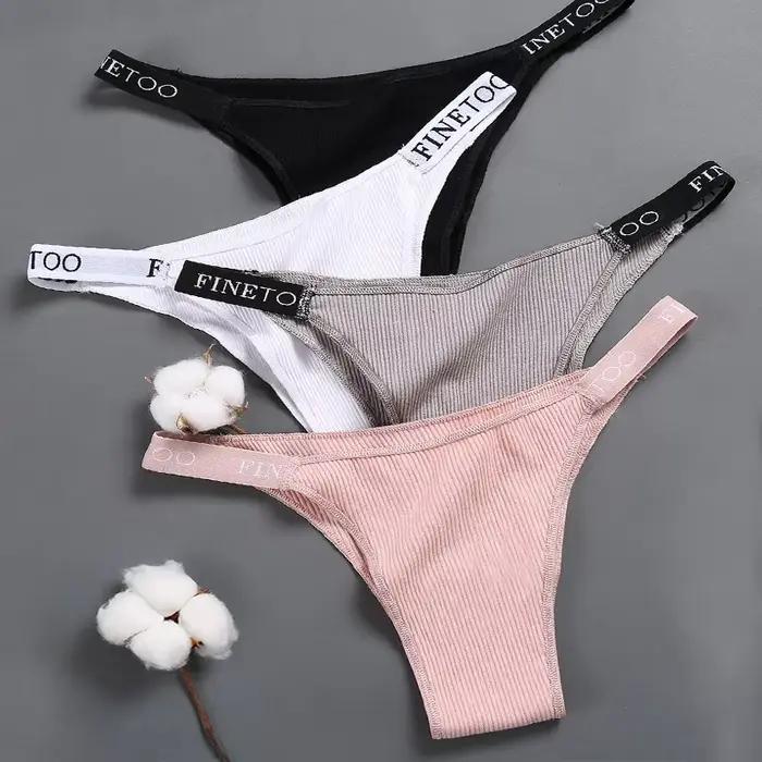 3 pièces/ensemble culottes en coton slips femmes caleçons femme Sexy culottes string femmes culottes sous-vêtements couleur unie Lingerie intime