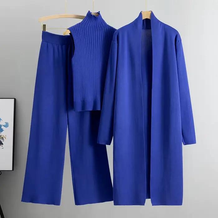 Elegantný a trendy 3-dielny set pre ženy z úpletu na zimu a jeseň 2026: Cardigan