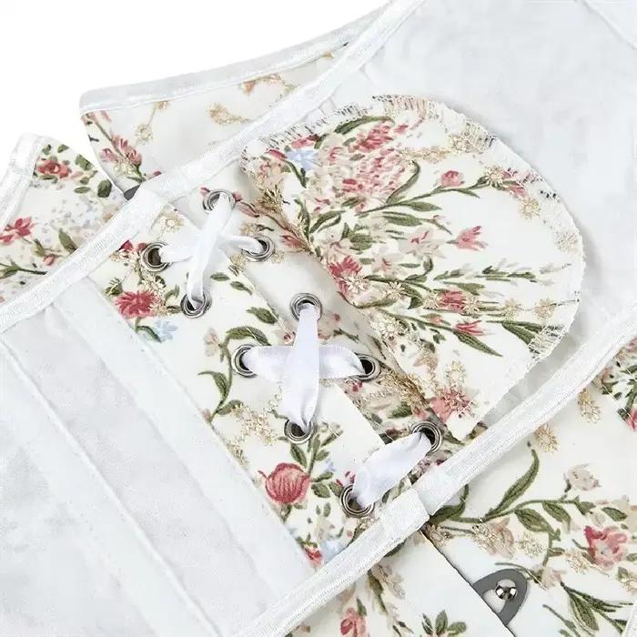 Corset sous-vêtement sexy pour femme, bustier amincissant à la taille, à lacets floraux, ceinture corselet