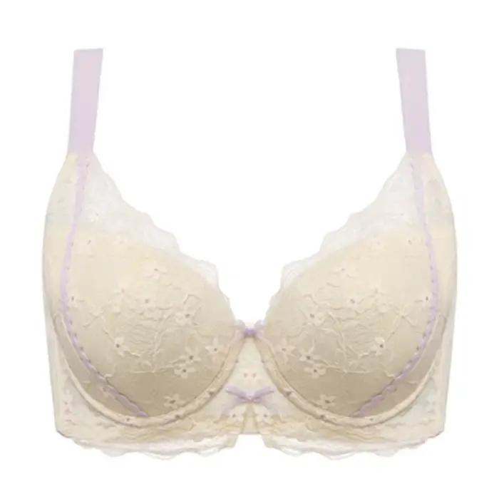 Soutien-gorge Balconette brodé en dentelle pour femmes, Lingerie légèrement rembourrée à armatures,