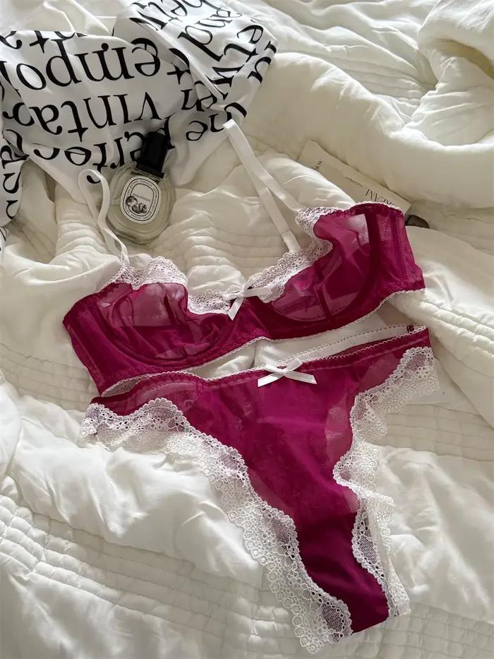 Soutien-gorge Sexy en maille et dentelle transparente, avec armatures, pour petits bustes, Bralettie