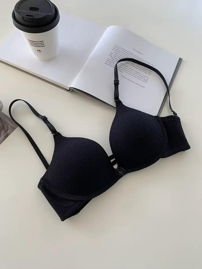 Soutien-gorge d'été pour femmes, rembourré fin, coupe A, push-up, design à boutons sur le devant, li