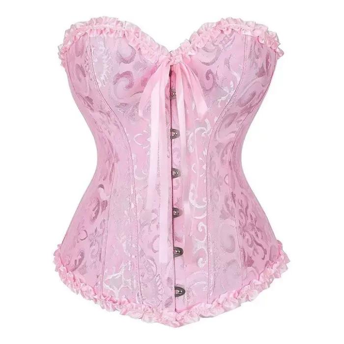 Corset victorien vintage pour femme, bustier jacquard avec baleines en acier, gaine amincissante à v