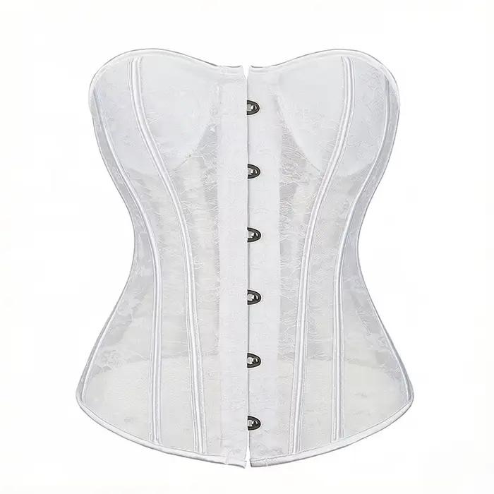 Corset Overbust Sexy en Dentelle Transparente pour Femme, Lingerie Gothique Vintage, Sculptant la Si