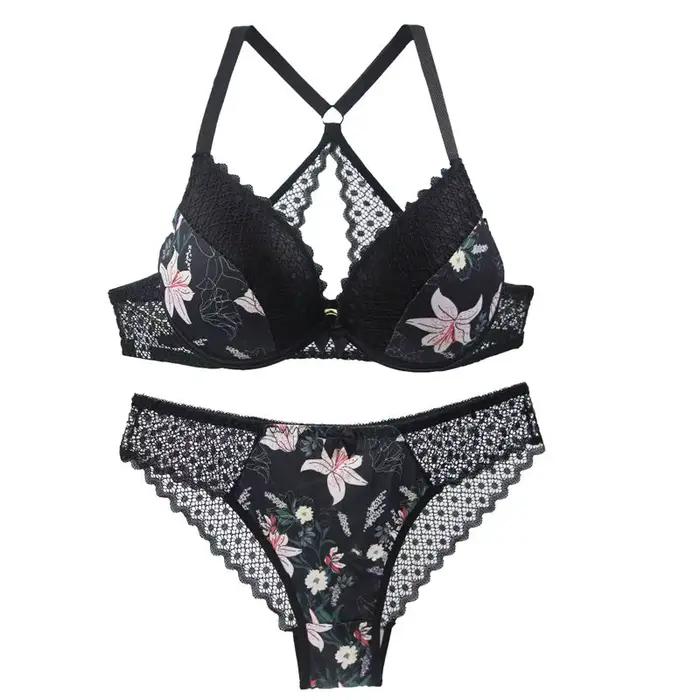 Ensemble de soutien-gorge Push Up Sexy Y-Line, ajouré, 32/70 34/75 36/80 38/85 40/90 42/95 BCED, sou