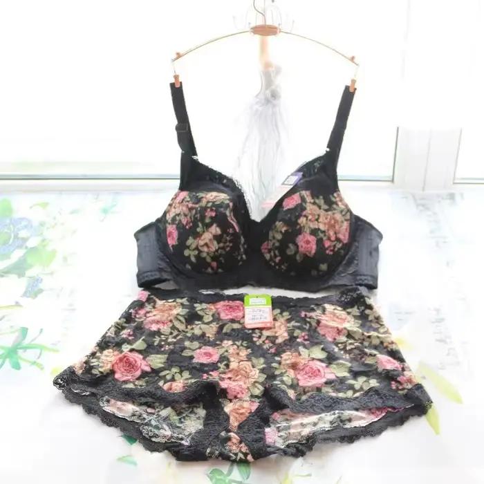 Ensemble de soutien-gorge sexy en dentelle brodée pour femmes, lingerie féminine, grande taille, bon