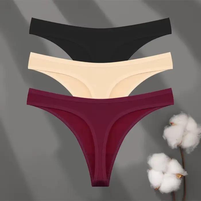 3 pièces/ensemble coton sans couture culottes sous-vêtement confort pour les femmes taille basse res