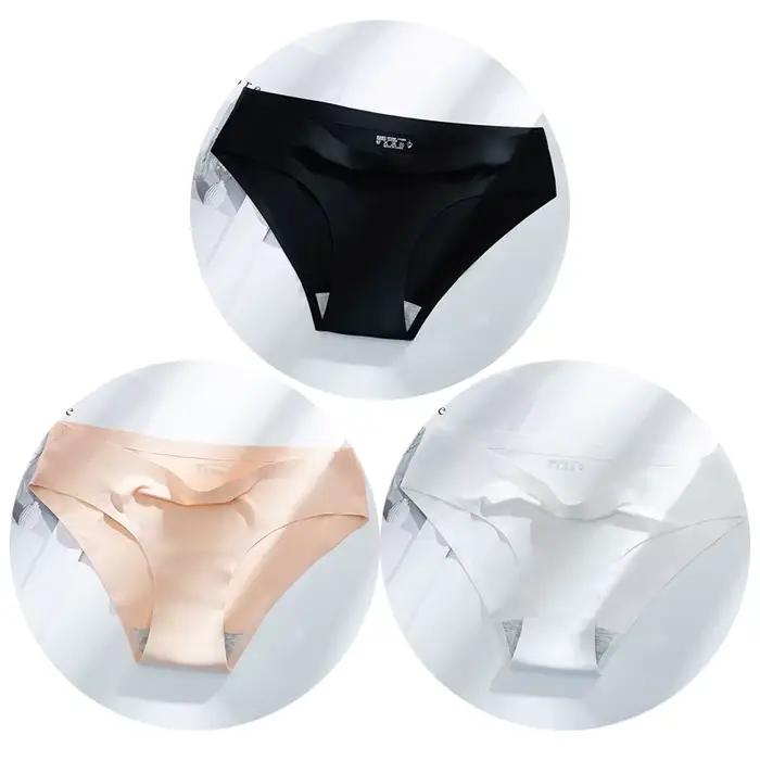 TrowBridge 3 pièces/ensemble couleurs unies culottes pour femmes sous-vêtements respirants sans cout
