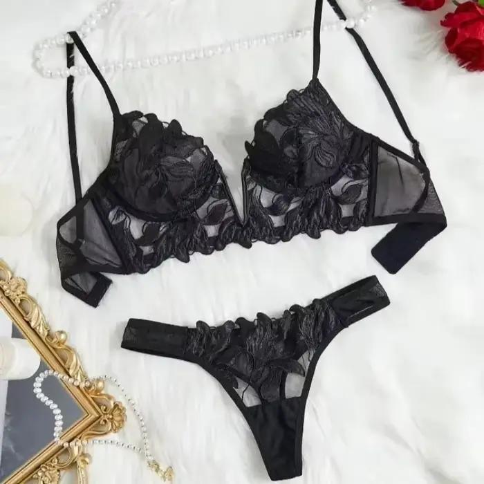 Ensemble de lingerie féerique florale Saint-Valentin : Culotte séduisante, nuisette sexy, ensemble d