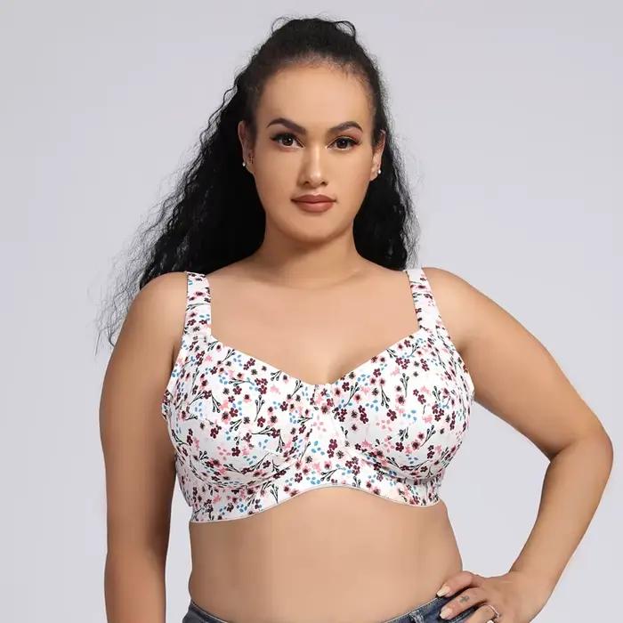Soutien-gorge en coton grande taille 80-110F, bretelles larges, à armatures, imprimé européen, Ultra