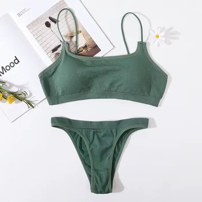 Ensemble de soutien-gorge sans couture pour femme, dos en U, string, lingerie sexy, culotte brésilie