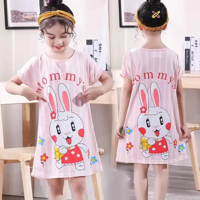 Chemise de nuit d'été pour filles, pyjama de dessin animé, pour enfants et adolescents de 3 à 10 ans