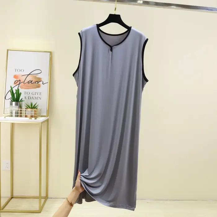 Nouvelle Robe de Nuit Modale Été 2026 pour Couple, Robe Une Pièce Couleur Unie Sans Manches, Nuisett