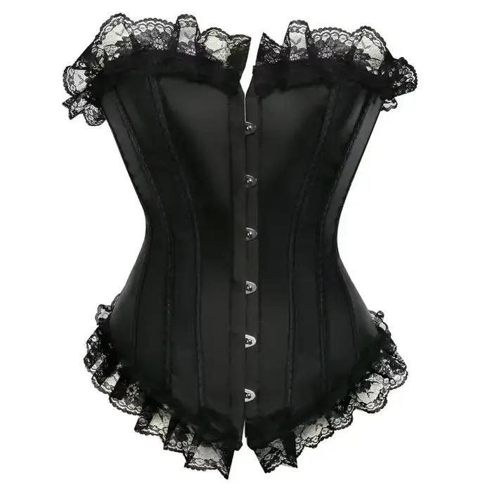 Femme Corset Sexy Satin Bustier à lacets désossé surbuste dentelle garniture Bustiers rayure Corsets