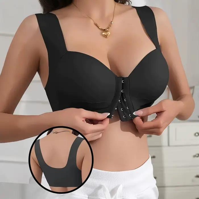 Soutien-gorge à boutons avant pour femmes, grande taille, brassière sans couture, Push-Up, sous-vête