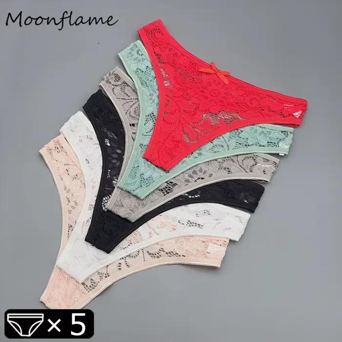Moonflame 5 pièces tongs en dentelle sous-vêtements de femme Lingerie pour femmes t-back dames Trans
