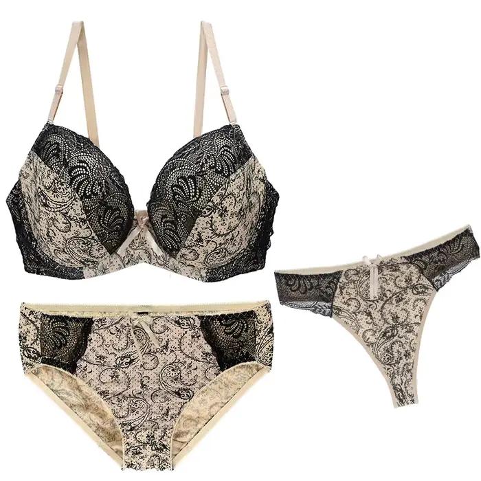 Ensemble de soutien-gorge Sexy pour femmes, 3 pièces, sous-vêtements, sangle transparente, bonnet BC
