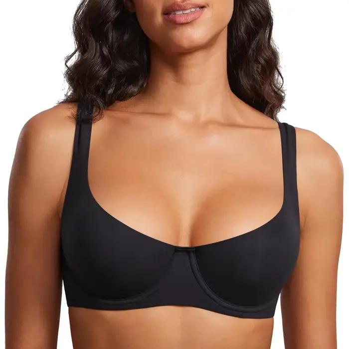 Soutien-gorge balconnet sans couture avec armatures, push-up, col carré, invisible sous les vêtement