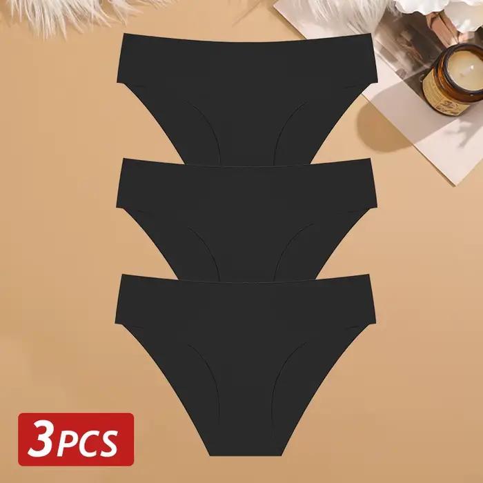 3 pièces sans couture glace soie culottes pour femmes Sexy taille basse slips femme Ultra mince sans