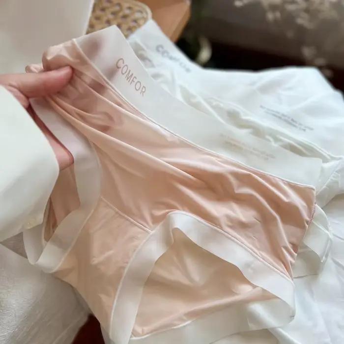 Culotte femme Sexy soie glacée culotte sans couture séchage rapide couleur unie sous-vêtements confo