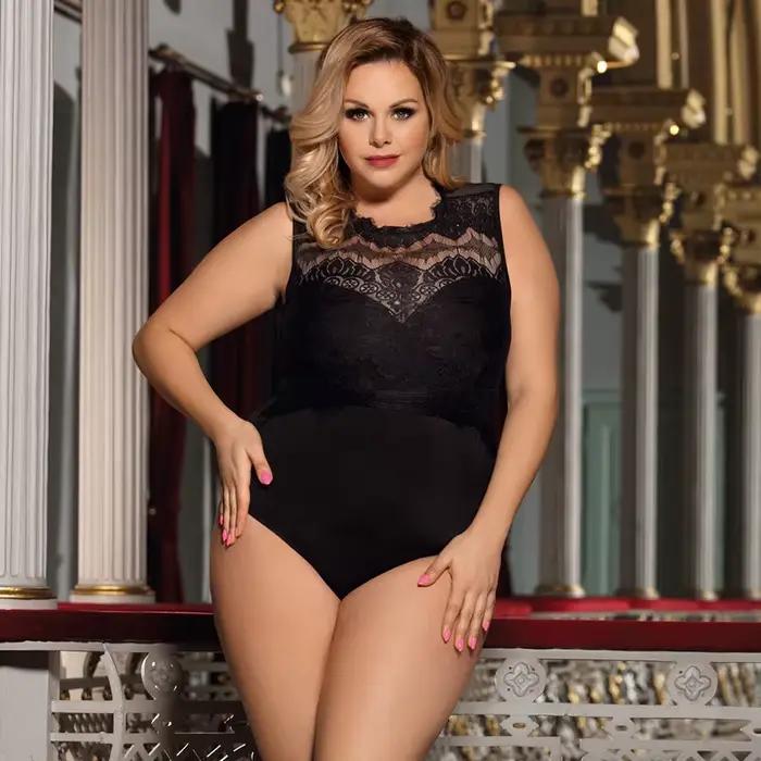 Body en dentelle courbée sans manches avec boucle pour Femme, barboteuse courte pour Femme, 3XL, Sex