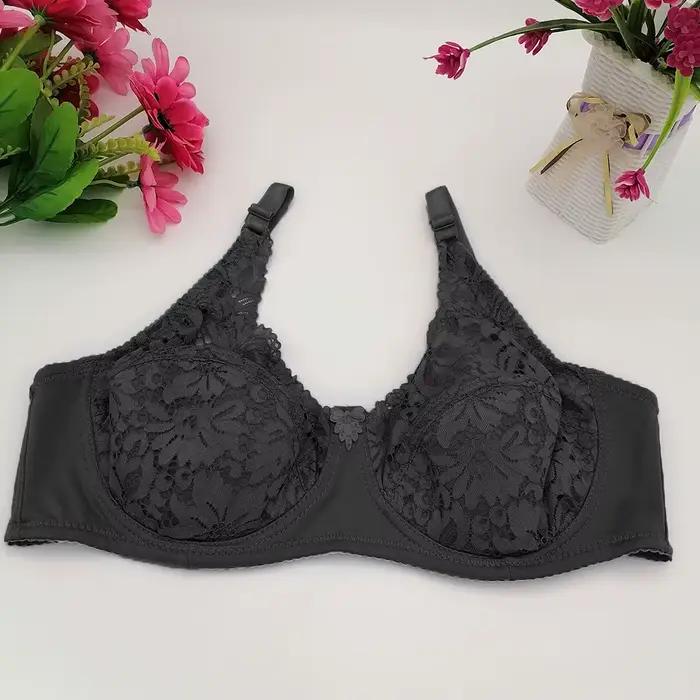 Soutien-gorge transparent pour femme, grande taille, sexy, en dentelle, avec armatures, push-up, rem