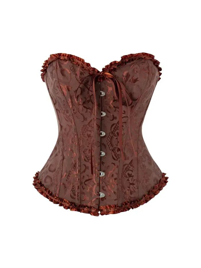 Robe corset marron foncé pour femme, robe bustier sculptante taille chocolat