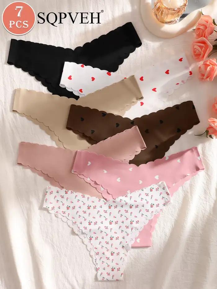 Lot de 7 culottes triangulaires confortables pour femmes, sportives/décontractées, simples et élégan