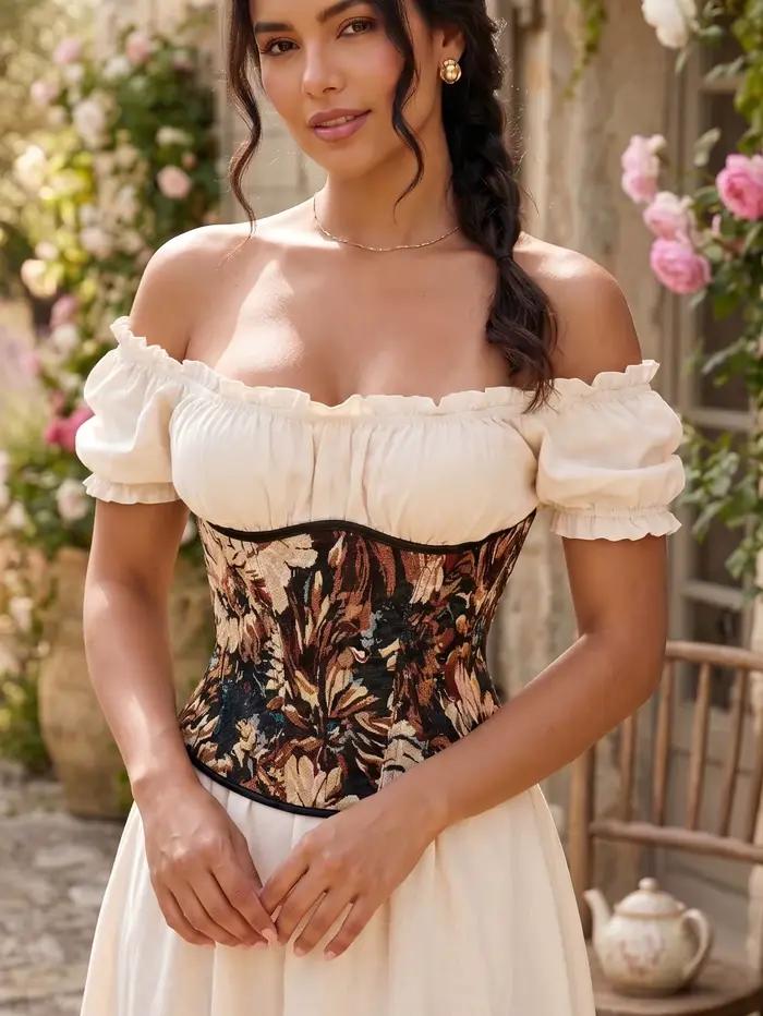 Corset vintage gothique sous-poitrine, corselet amincissant à lacets pour le contrôle du ventre, cei