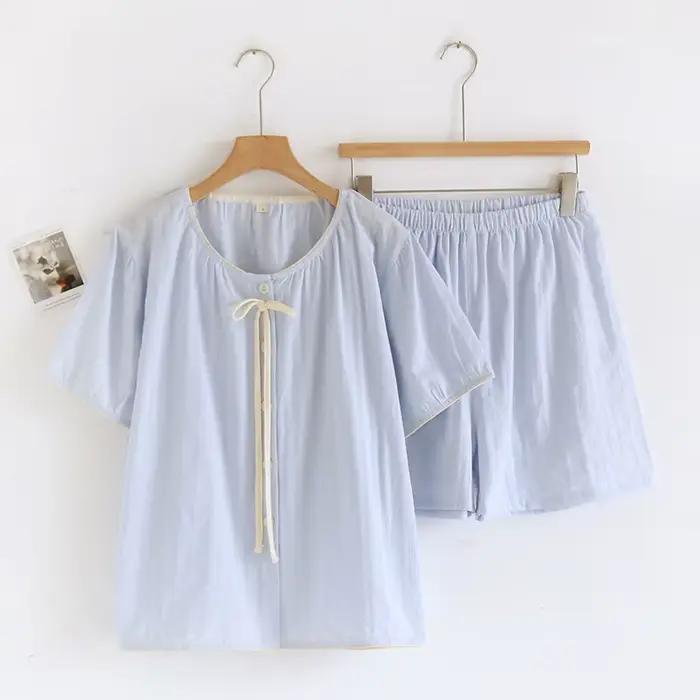 2025 nouveaux pyjamas d'été pour femmes à manches courtes Shorts vêtements de nuit 2 pièces ensemble