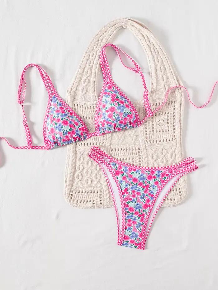 Micro bikini sexy imprimé orange 2026 pour femme, avec soutien-gorge push-up à double bretelle et st