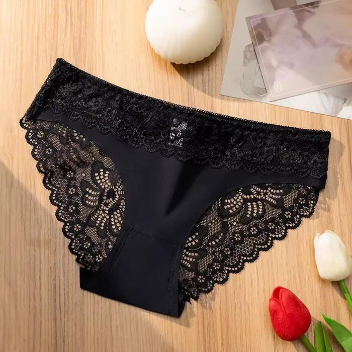 Culotte femme romantique dentelle sous-vêtements transparents taille basse Lingerie Sexy pour femme