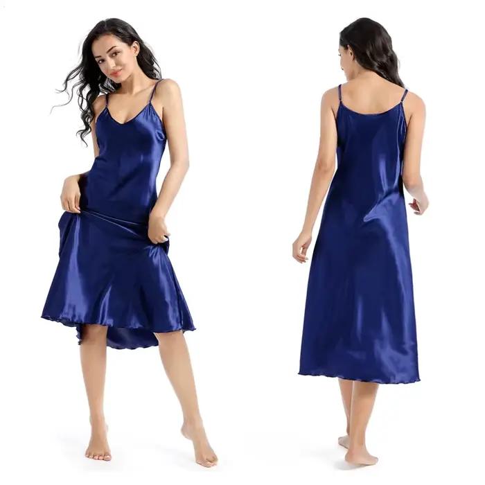Élégant femme longue chemise de nuit vêtements de nuit Sexy Patchwork dentelle dos nu chemise de nui