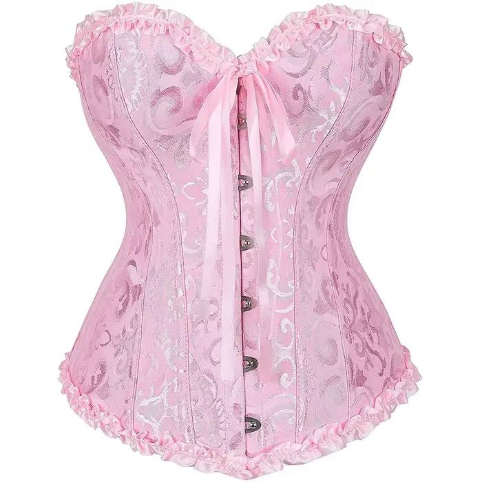 Corset pour femme vintage en jacquard, haut bustier amincissant, gaine amincissante, serre-taille ro