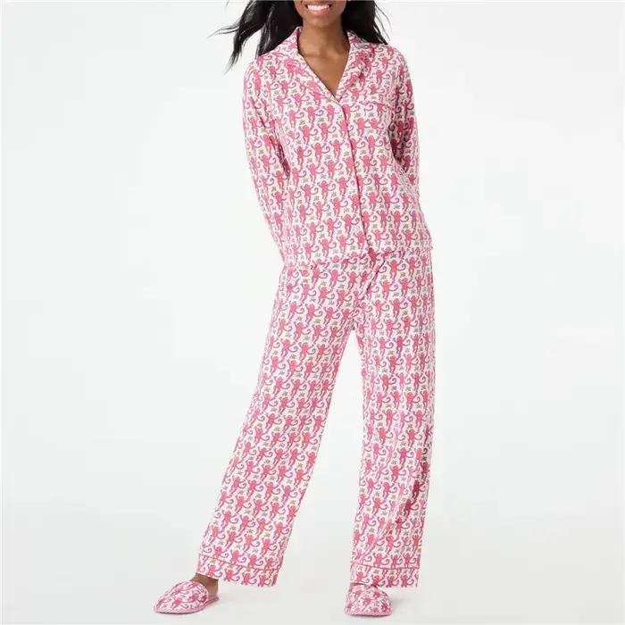 Pyjama Roller Rabbit Monkey, pyjama preppy, ensemble de pyjama mignon pour femmes, pyjama Y2k à manc
