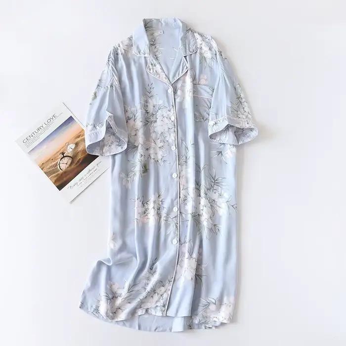 Jupes de pyjama pour femmes, revers en coton, coupe ample, vêtements de maison, printemps et été, vê