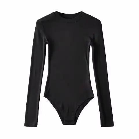 Body sexy à manches longues pour femmes, col montant, vêtements chauds, coupe couvertes, mode, monoc