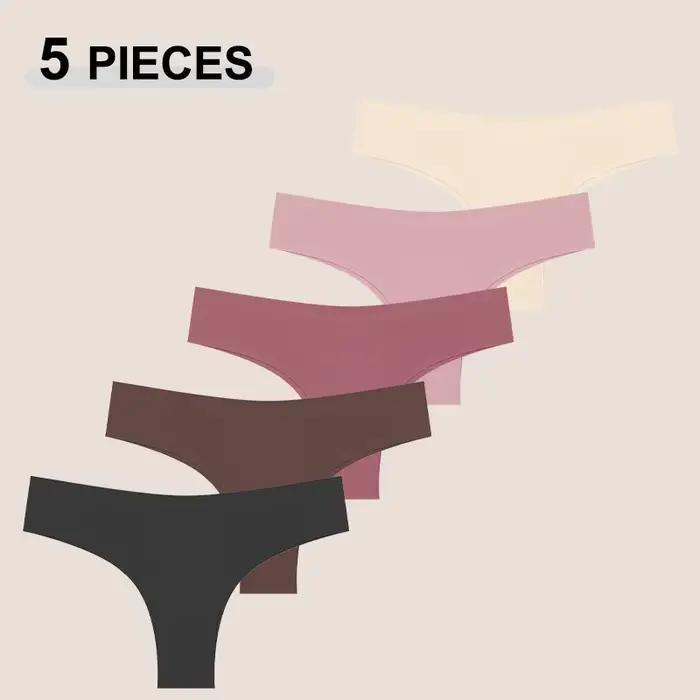5 pièces culottes sans couture pour femmes culotte brésilienne Sexy femme taille basse couleur unie