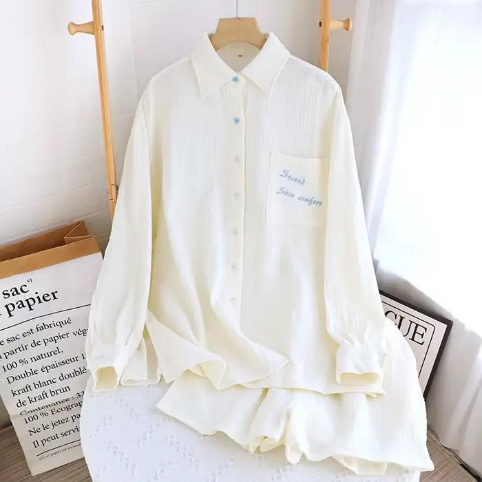 Pyjama femme 100% coton automne printemps manches longues pyjama doux ensemble pyjama femme maison e