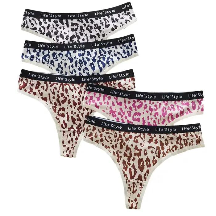 5 culottes string à imprimé léopard pour femme, confortables et polyvalentes