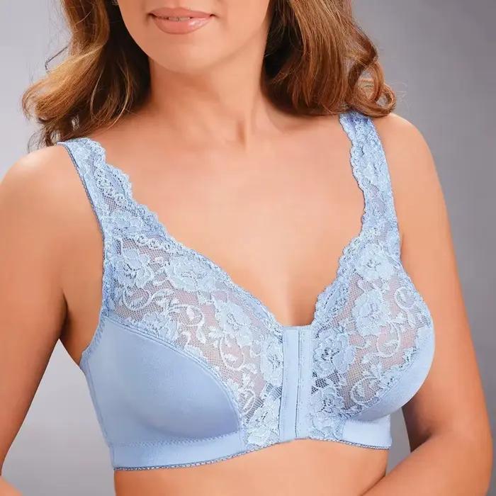 Soutien-gorge en dentelle haut de gamme tendance avec fermeture avant et coussinets intégrés, respir