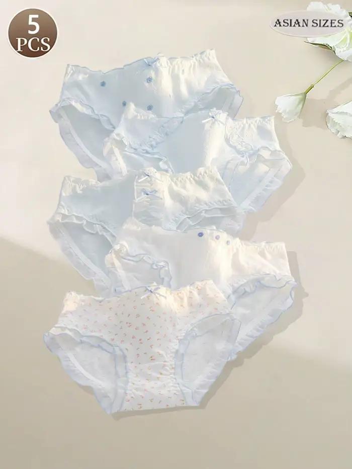 5 pièces femmes culottes romance pastorale slips français culotte femme caleçon douce caruture pur t