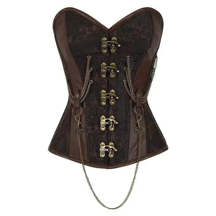 Steampunk Body Shapewear femme marron gothique vêtements corsage Bustier Vintage Burlesque Goth tail